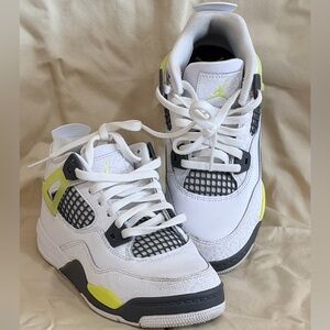 Kids White and Black Sneakers with Neon Accents